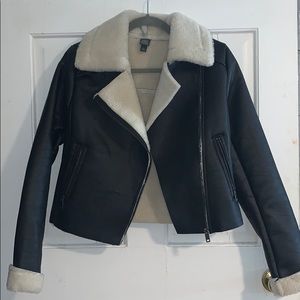 A leather Sherpa zip up jacket !